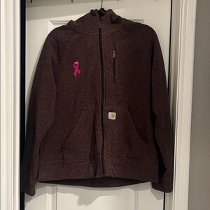 Carhartt Dark Brown Womens Jacket Size Large 12/14 with the Breast Cancer Ribbon
